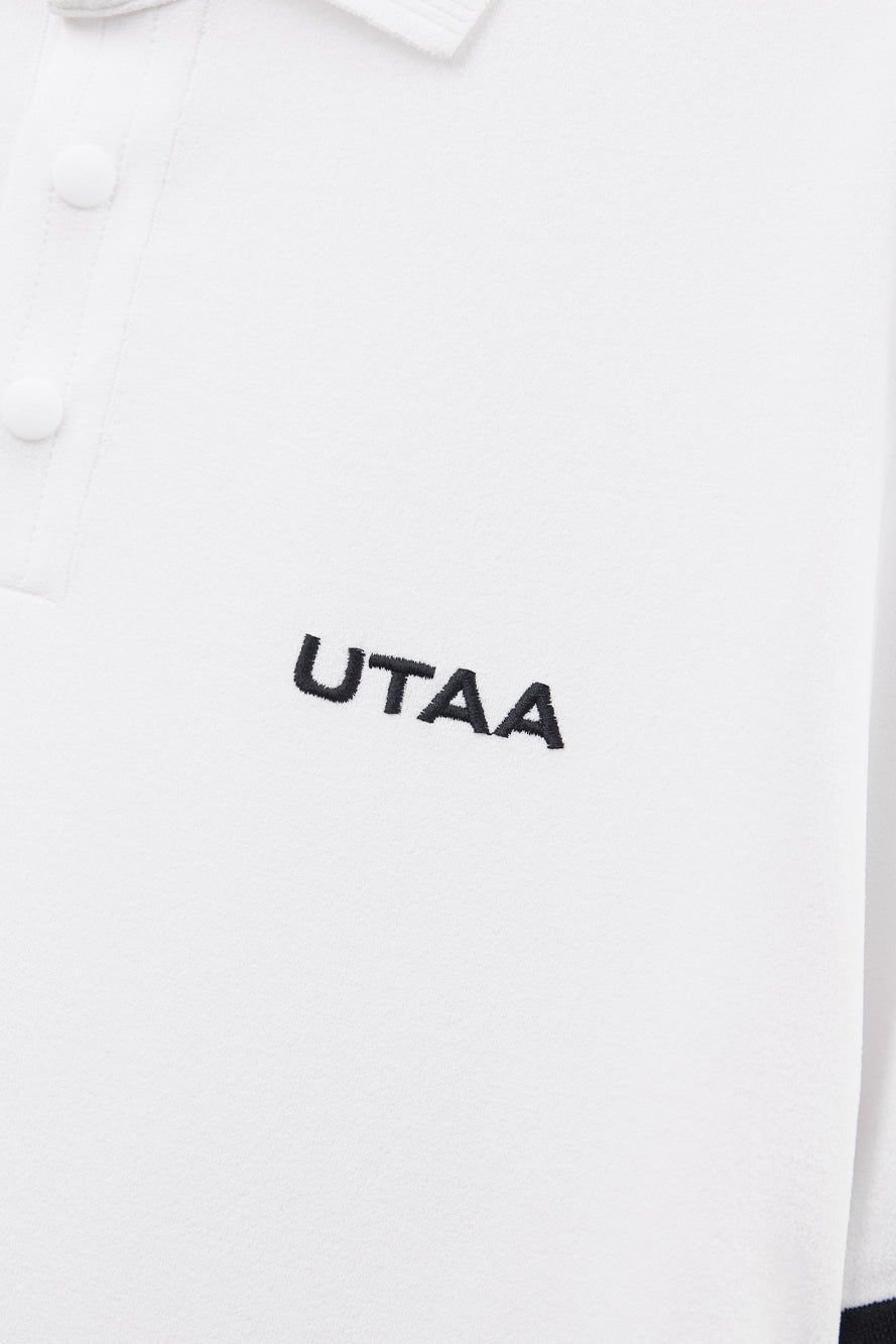 UTAA デイグロウバックメッシュロゴPKニット ホワイト：メンズ