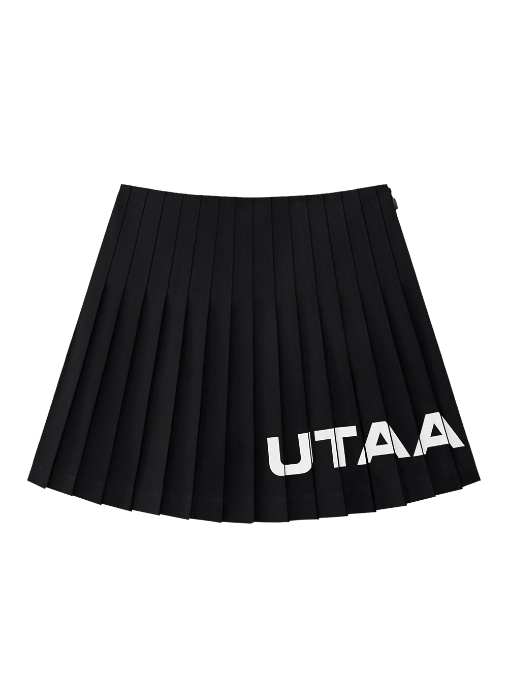 UTAA ニットミックスストレッチロゴプリーツスカート ブラック