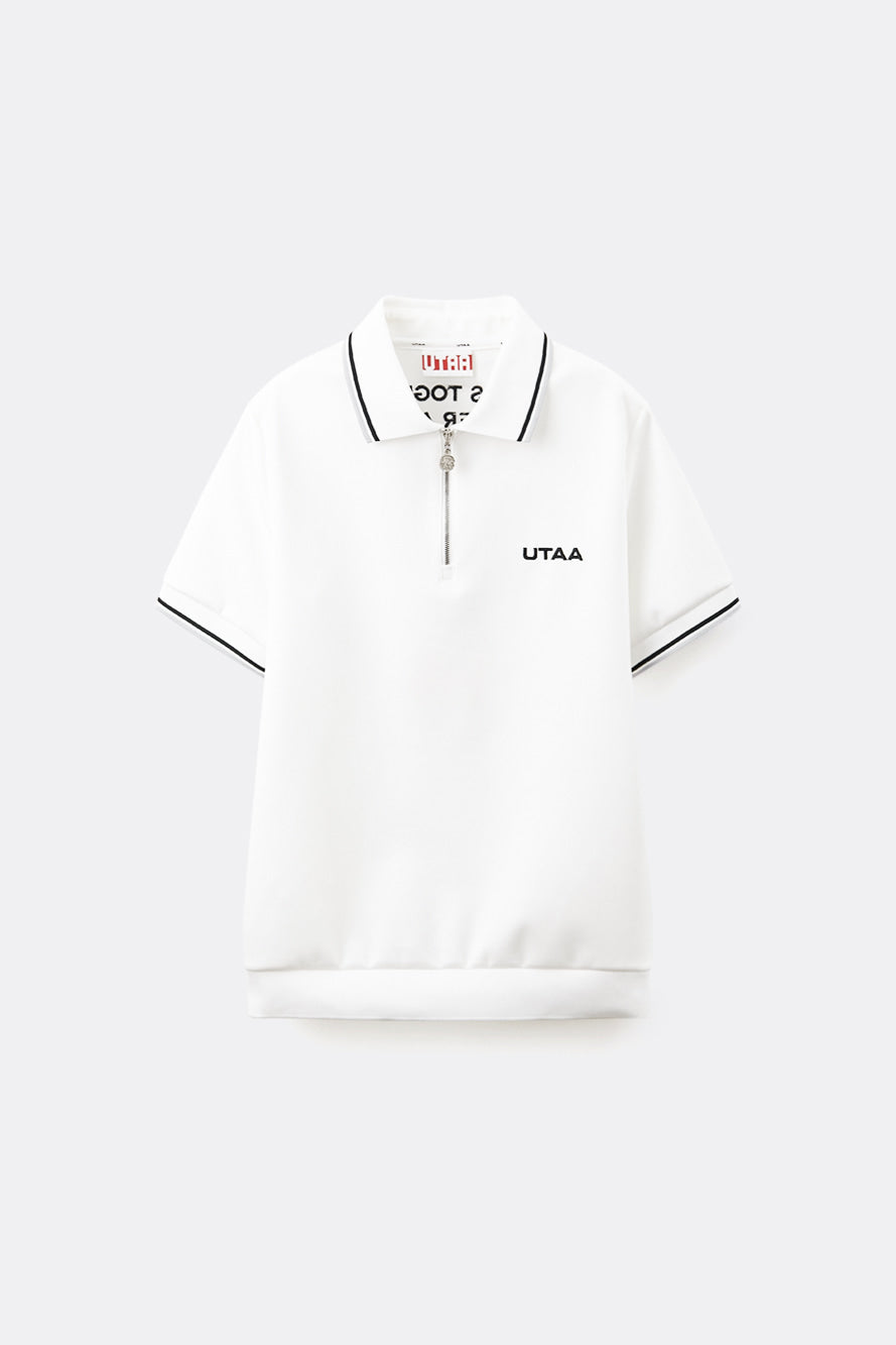 UTAA グレイッシュデュアルラインPK Tシャツ ホワイト：レディース