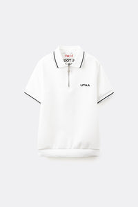 UTAA グレイッシュデュアルラインPK Tシャツ ホワイト：レディース