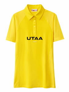 UTAA リフレクテッドロゴメッシュラグランポロTシャツ イエロー：レディース