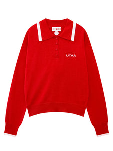 UTAA エッセンシャルシルクブレンディングカラーニットプルオーバー レッド：レディース
