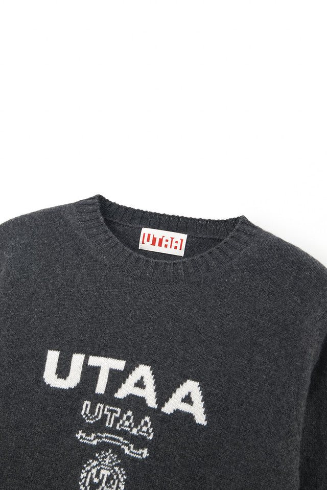 UTAA キングダムロゴウールブレンデッドニットプルオーバー クールグレー：メンズ