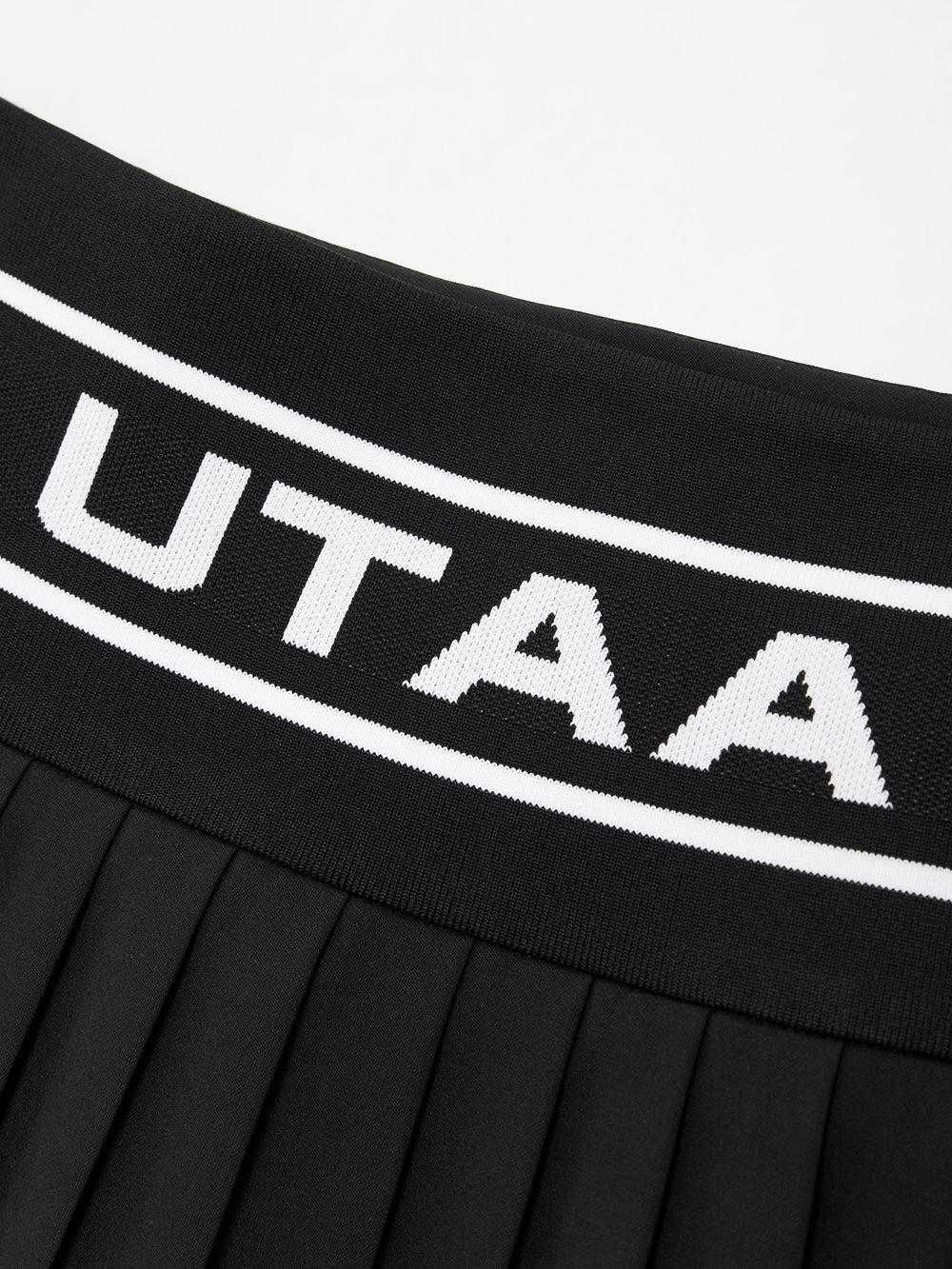 UTAA ニットミックスストレッチロゴプリーツスカート ブラック