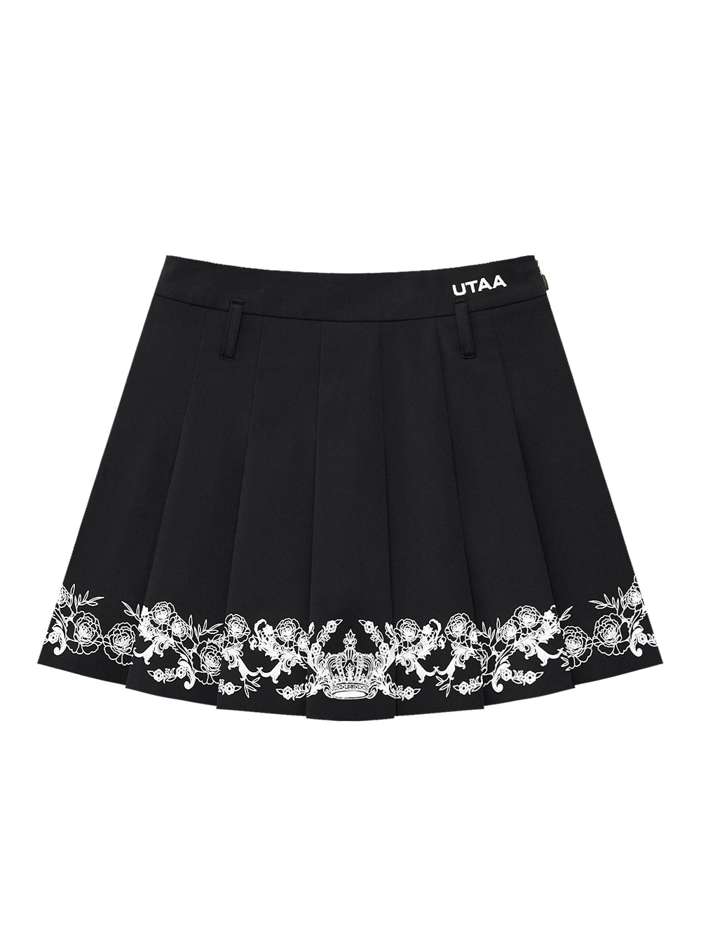 UTAA チャプレットグラフィックプリーツスカート ブラック