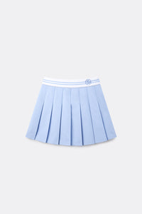 UTAA オーシャニックデュアルラインバンディングプリーツスカート スカイブルー：レディース
