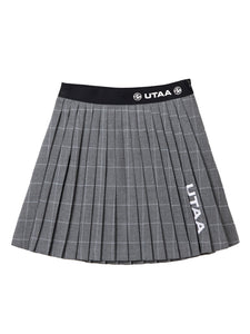 UTAA ウールチェックプリーツスカート グレー