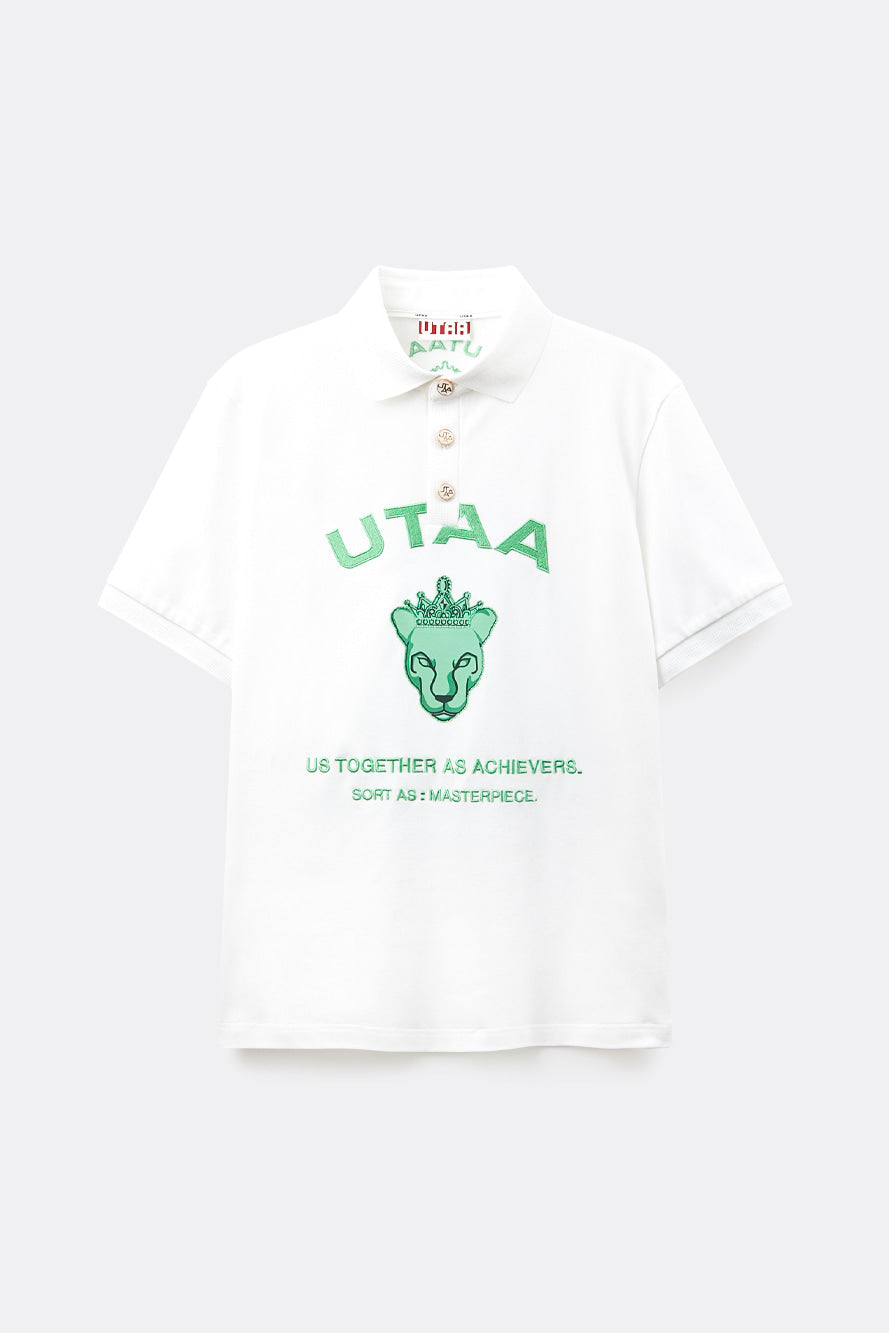 UTAA プリズムゴールデンパンサーPKシャツ ホワイト：メンズ