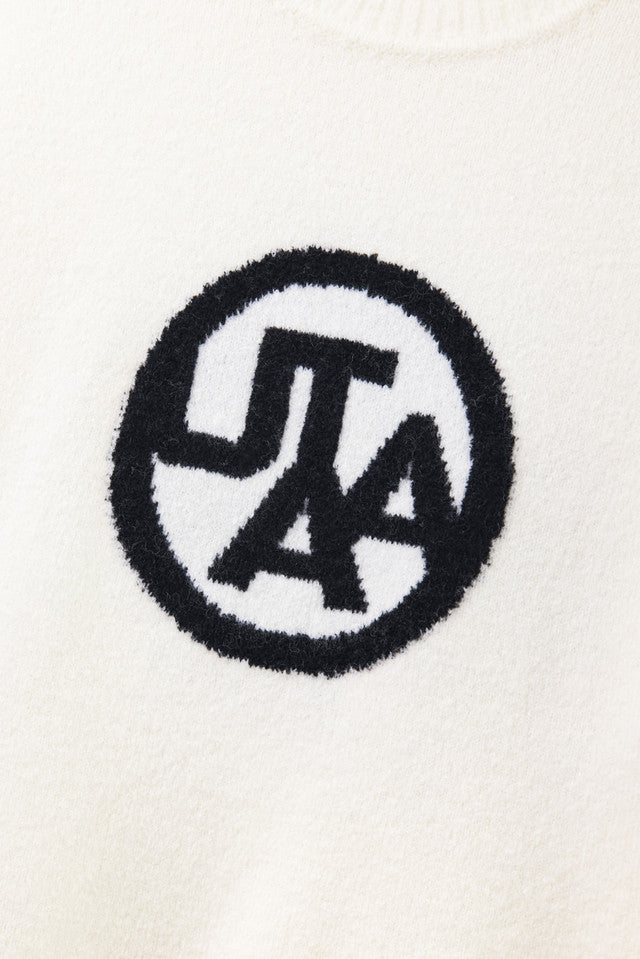 UTAA ジャンボエンブレムウールブレンデッドニットプルオーバー アイボリー：メンズ