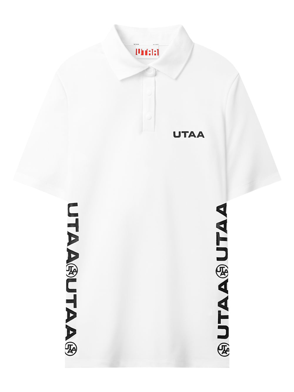 UTAA ダイアゴナルシンボルラインPK Tシャツ ホワイト：メンズ