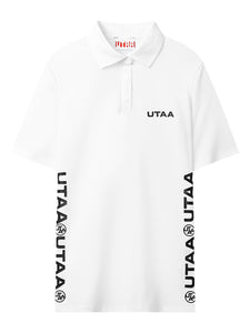 UTAA ダイアゴナルシンボルラインPK Tシャツ ホワイト：メンズ