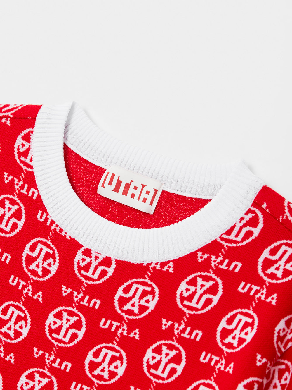 UTAA リンクチェーンシンボルカラーニットプルオーバー レッド：メンズ