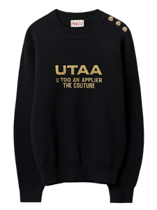 UTAA デュカットギルドスローガンニットプルオーバー ブラック：メンズ