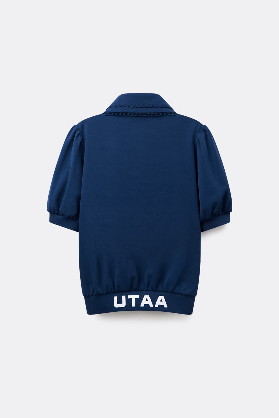 UTAA ダブルカラーボタンPKシャツ ネイビー：レディース