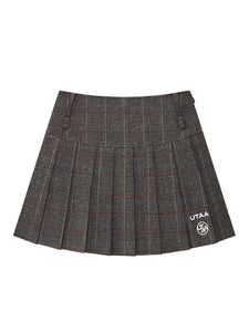 UTAA ヘーゼル クラシック チェック プリーツ スカート ブラウン