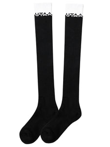 UTAA ロゴブロックモノニーソックス ブラック : Women's