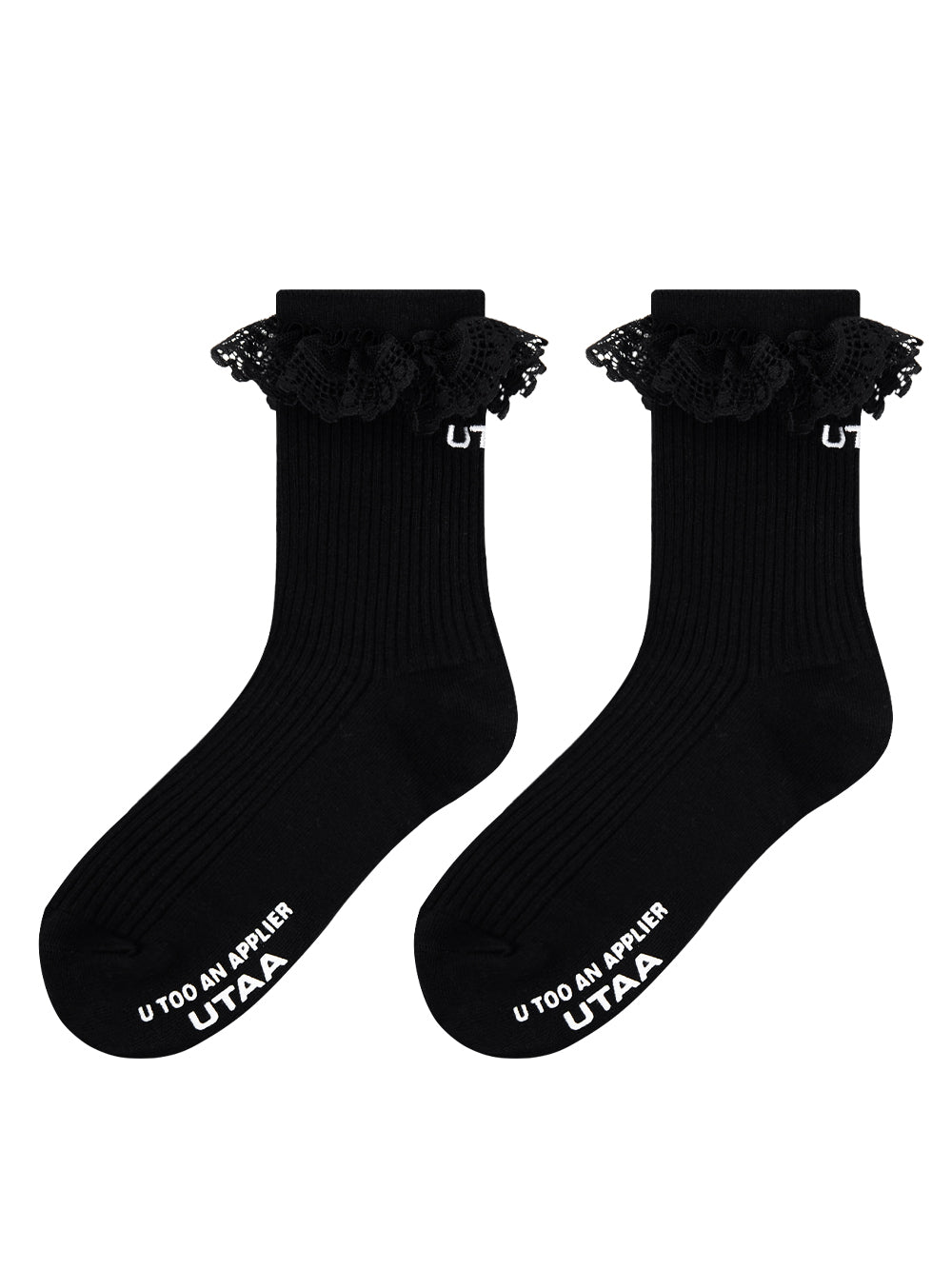 UTAA パンチングレースロゴソックス ブラック : Women's