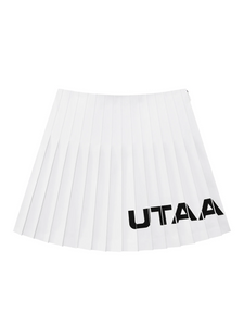UTAA ニットミックスストレッチロゴプリーツスカート ホワイト