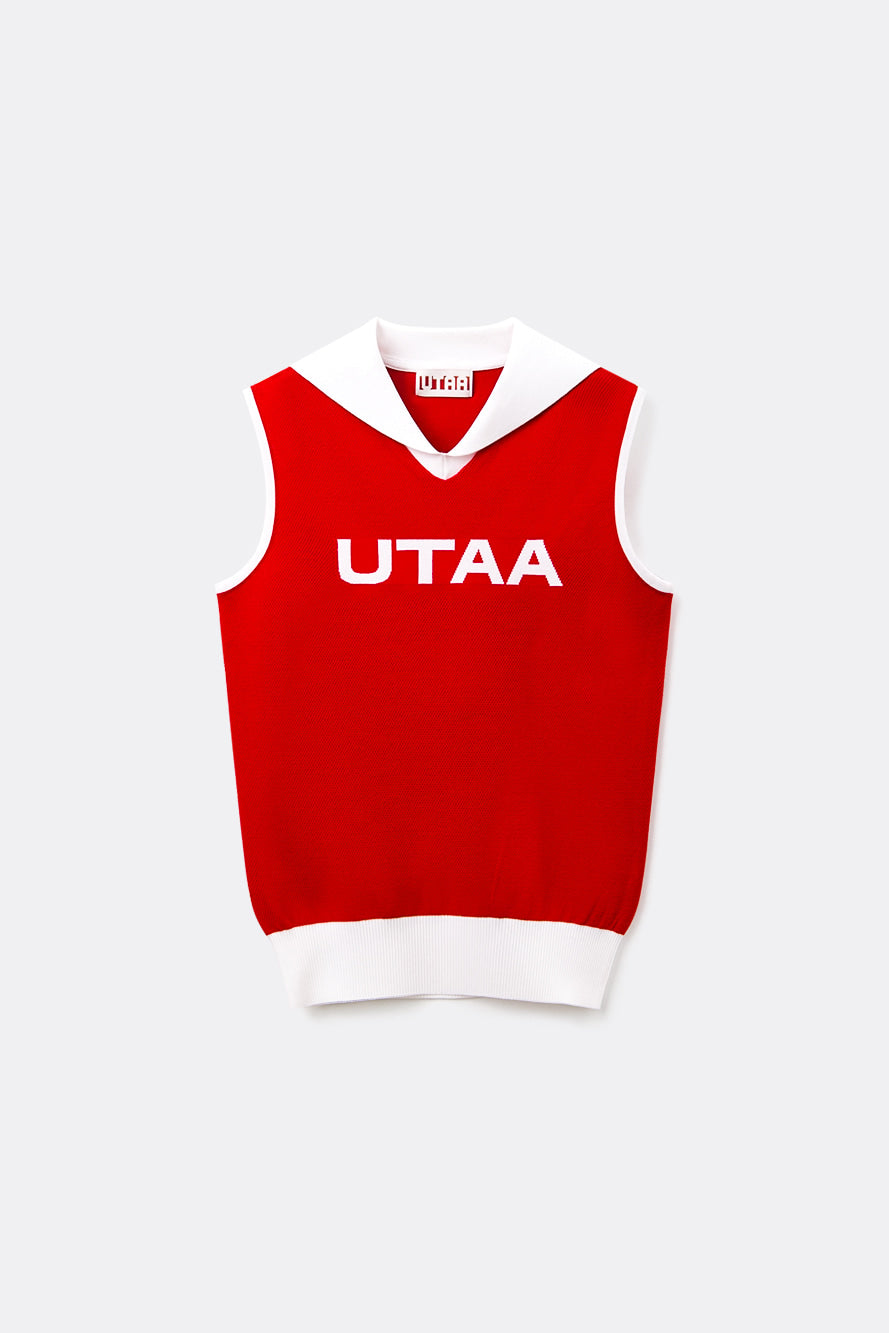 UTAA チャンプセーラースリーブレスニット レッド：レディース