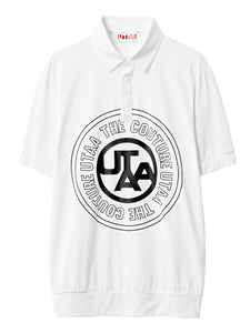 UTAA サークルエンブレムポロシャツ ホワイト：メンズ
