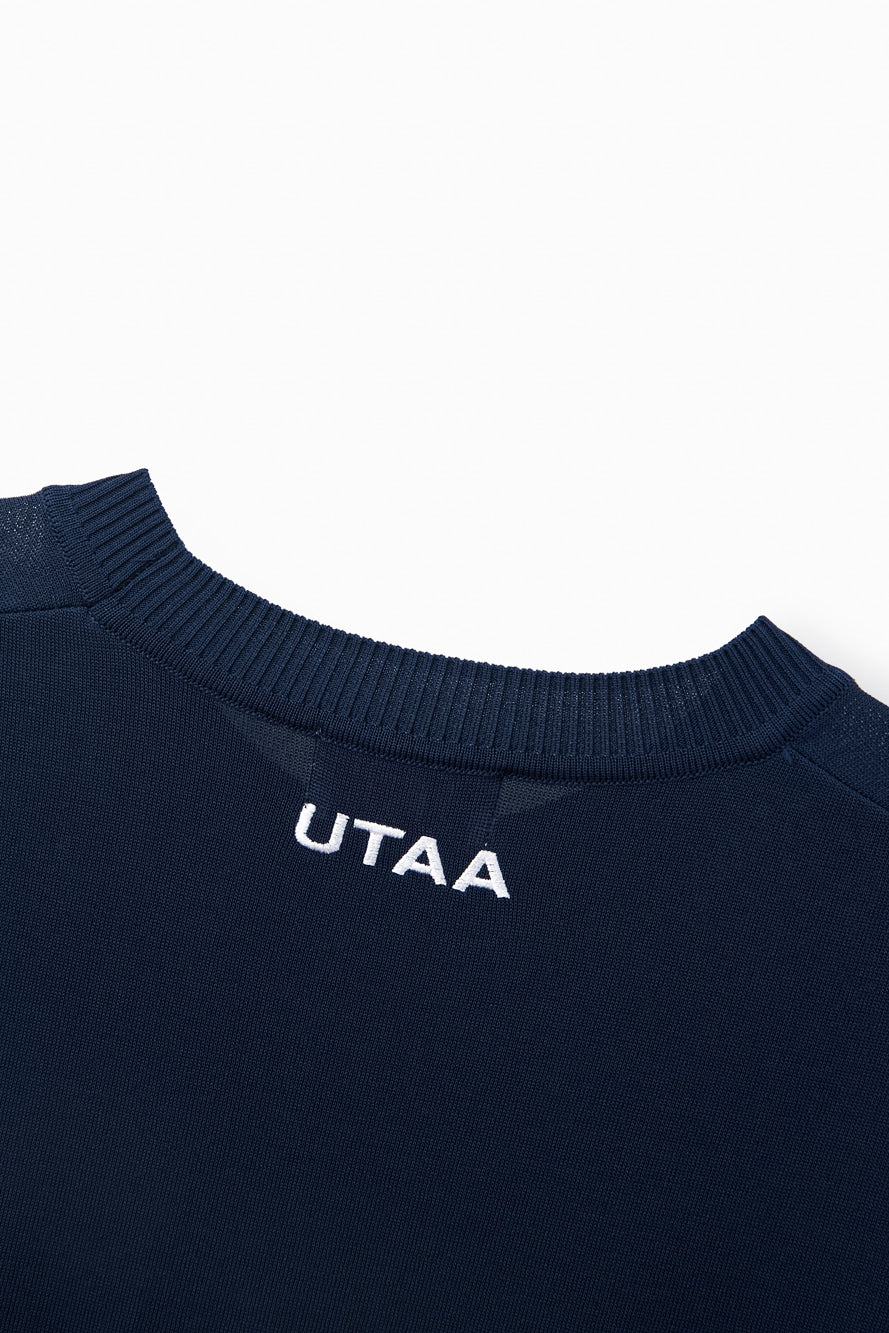 UTAA ローラルシンボルエンブレムカラーニット ネイビー：メンズ