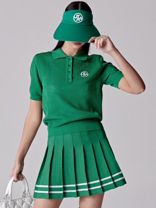 UTAA メッシュニットTシャツ グリーン：レディース