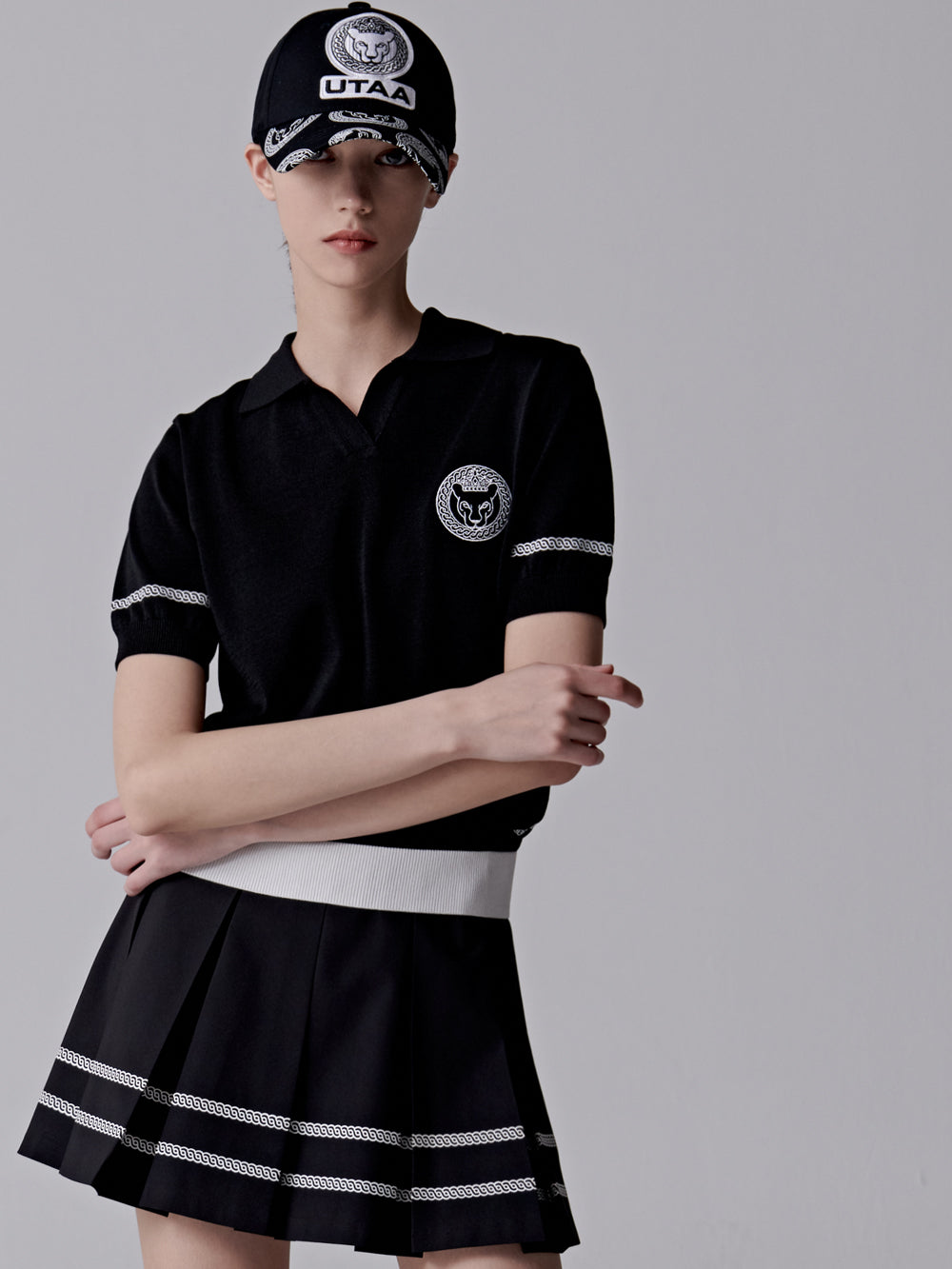UTAA リングパンサーオープンニットPkTシャツBlack : Women's