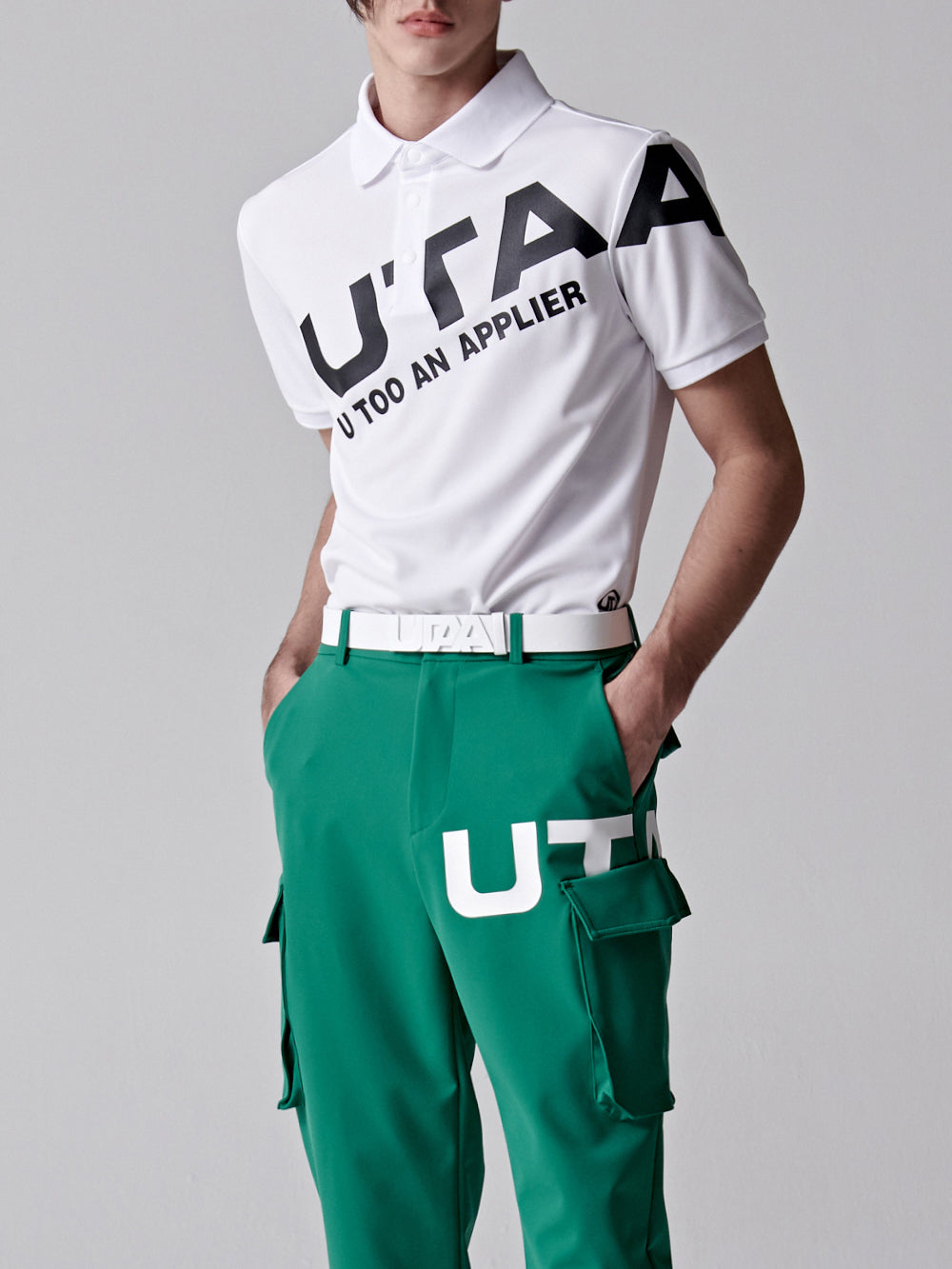 UTAA ロゴバウンスPKTシャツ ホワイト : Men's