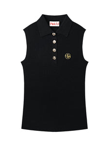 UTAA ドュカットゴールドシンボルニットスリーブネス ブラック : Women's