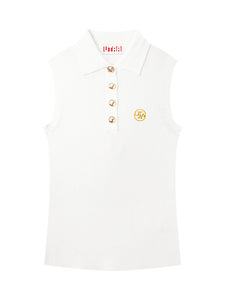 UTAA ドュカットゴールドシンボルニットスリーブネス ホワイト : Women's
