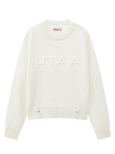 UTAA アイシングカラーエンボスニットプルオーバー (女性用) ホワイト