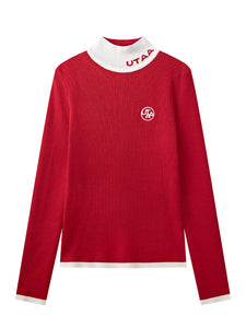 UTAA ロゴカーヴリングタートルネックニット レッド : Women's ブラック