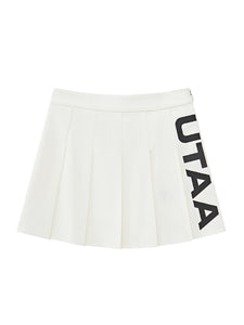 UTAA スライドバルクロゴプリーツスカート ホワイト