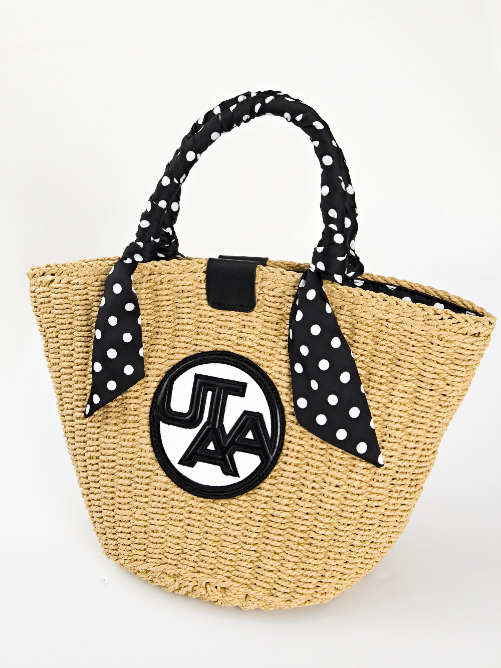 UTAA ドルチェクラシックドットScarfRaffiaトートバッグ : Women's