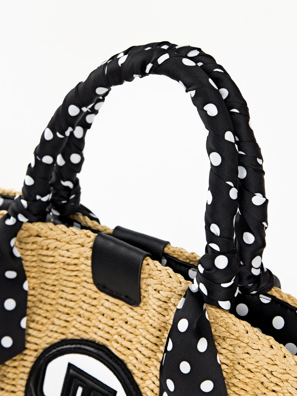 UTAA ドルチェクラシックドットScarfRaffiaトートバッグ : Women's