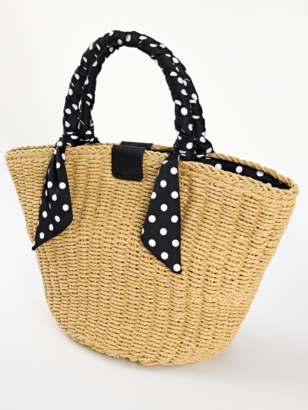 UTAA ドルチェクラシックドットScarfRaffiaトートバッグ : Women's