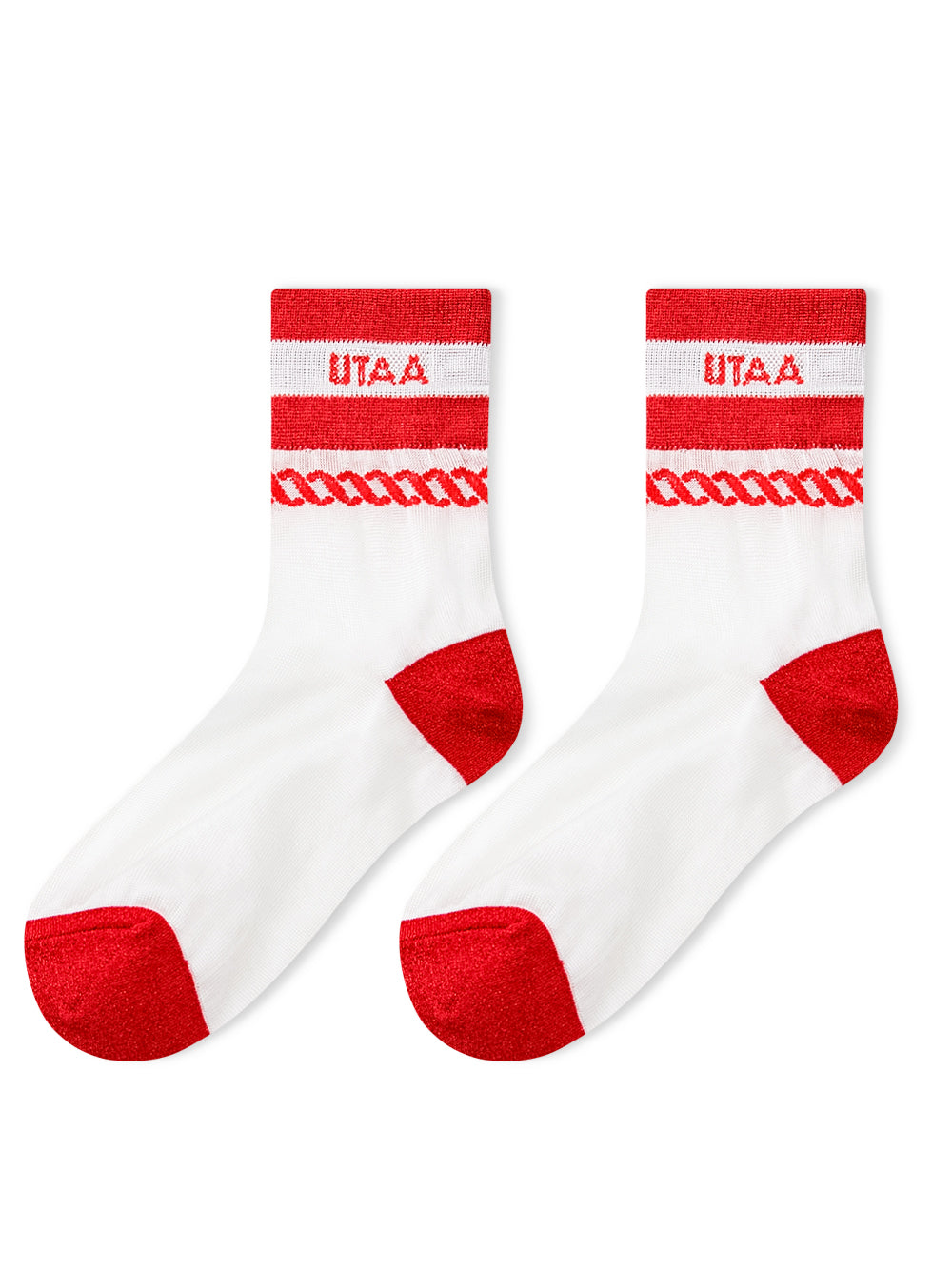 UTAA ScudoGlintロゴメッシュソックス レッド : Women's