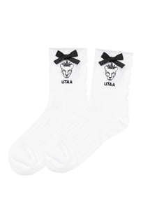UTAA パンサーRuffleレースソックス ホワイト : Women's