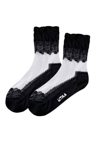 UTAA Wrinkleレースカラーメッシュソックス ブラック : Women's