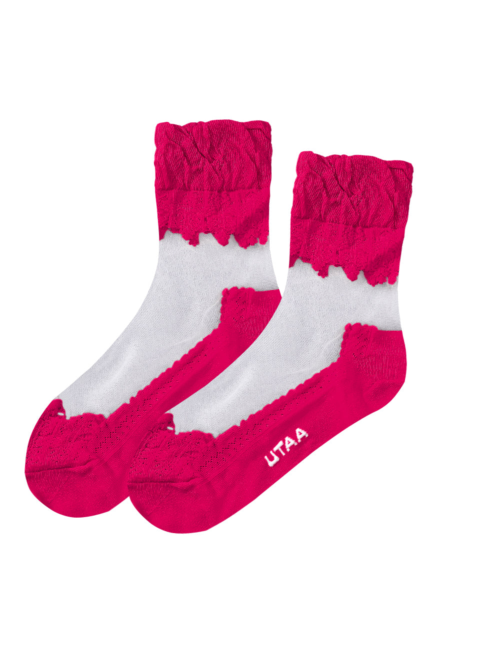 UTAA Wrinkleレースカラーメッシュソックス ピンク : Women's