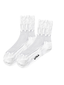 UTAA Wrinkleレースカラーメッシュソックス ホワイト : Women's