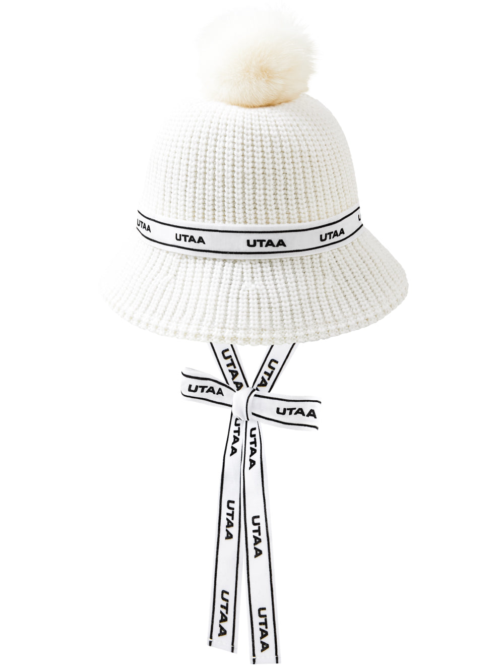 UTAA TypoストラップSnowballニットバケットハット ホワイト : Women's