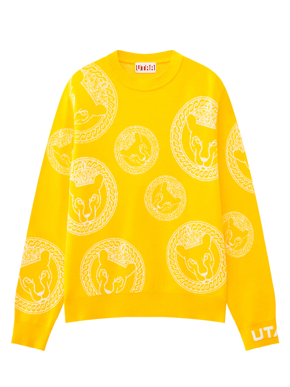 UTAA リングパンサーカラースタンプニットプルオーバー イエロー : Women's