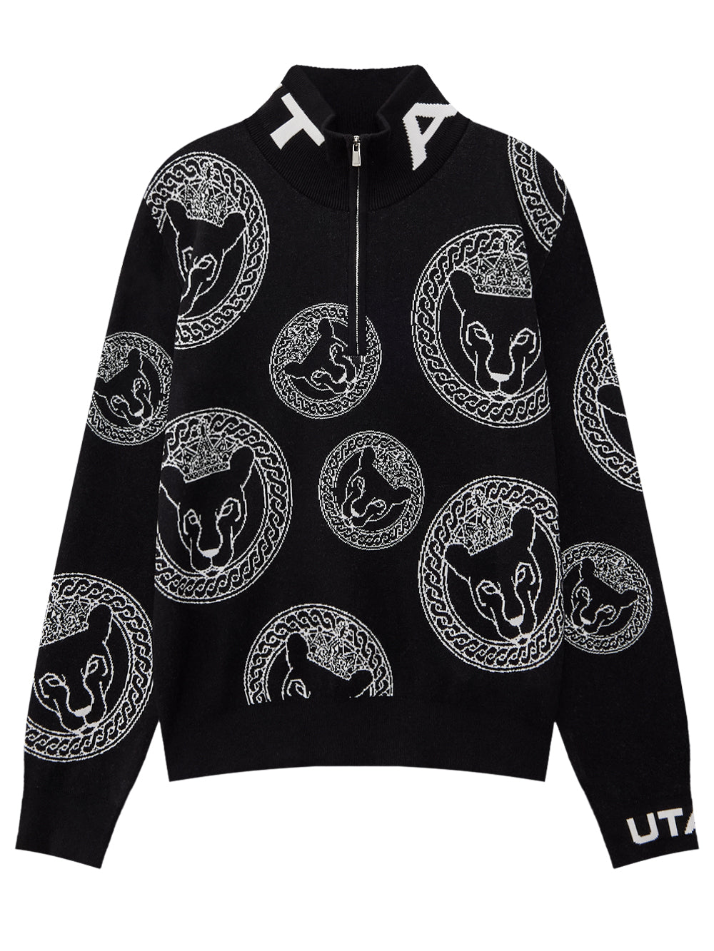 UTAA リングパンサーカラースタンプハーフZip-upニット : men's