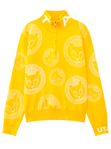 UTAA リングパンサーカラースタンプハーフZip-upニット イエロー : Men's