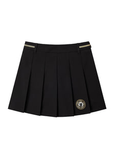 UTAA ギルトパンサーWappenプリーツスカート ブラック : Women's