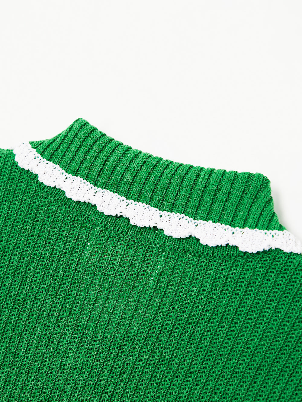 UTAA セーラーレースTrimmingScasiニットカーディガン グリーン : Women's