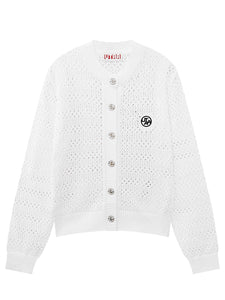 UTAA クロシェパンチングMotifニットカーディガン ホワイト : Women's
