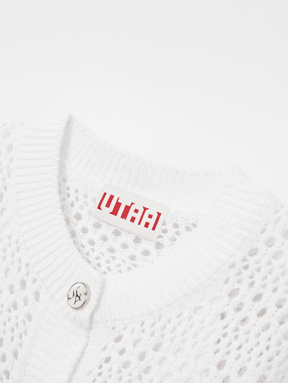 UTAA クロシェパンチングMotifニットカーディガン ホワイト : Women's