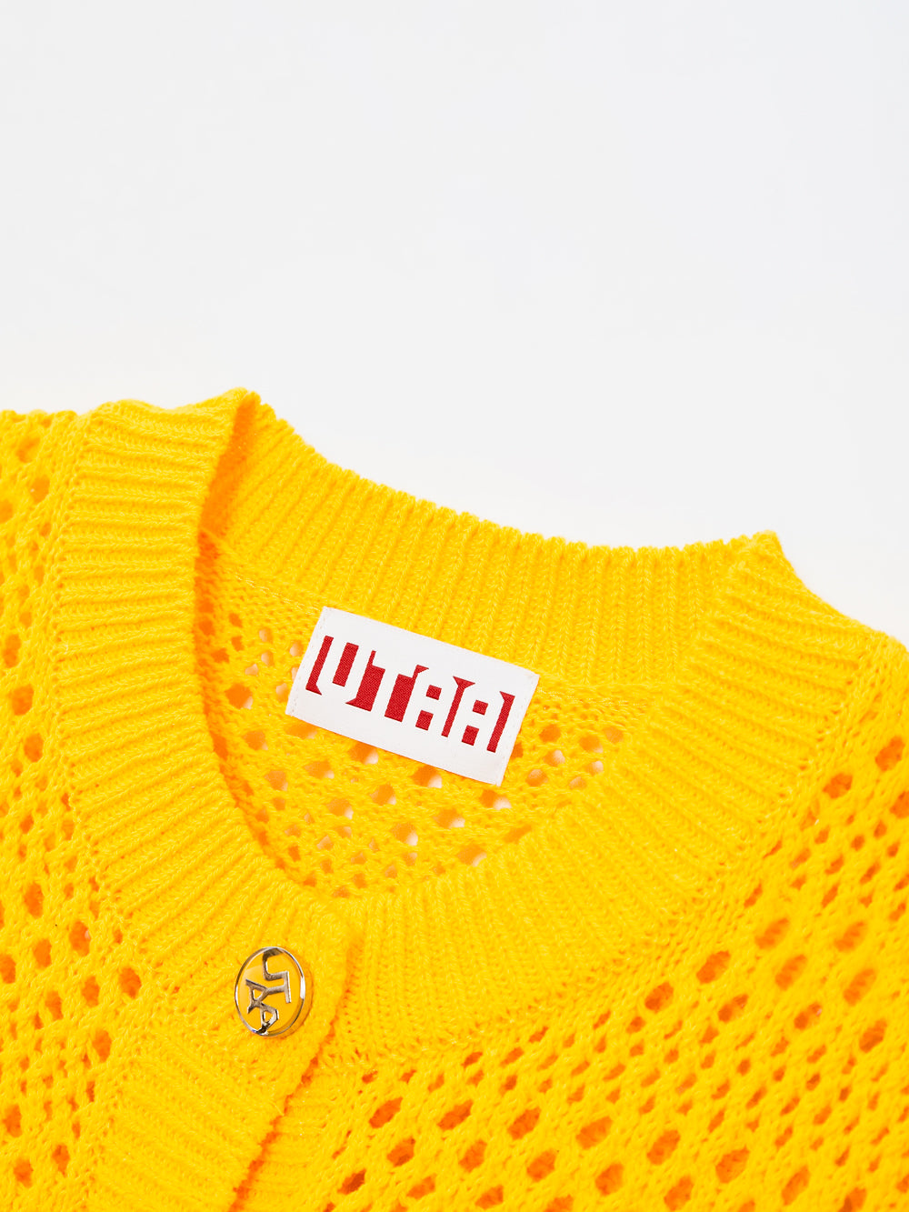 UTAA クロシェパンチングMotifニットカーディガン イエロー : Women's
